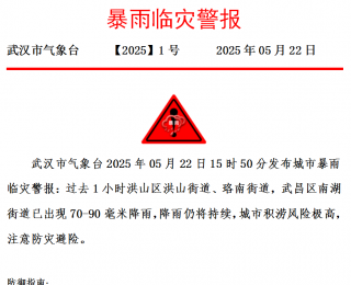 暴雨持续下，武汉发出首个临灾警报