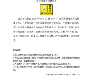 武汉市发布强对流黄色预警