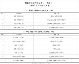 中部省份第一！湖北34個項目擬獲國家藝術(shù)基金2026年度立項資助