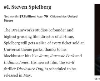 本周娛圈快訊，79歲的史蒂文·斯皮爾伯格登上《福布斯》2026年全球億萬富豪名人榜首