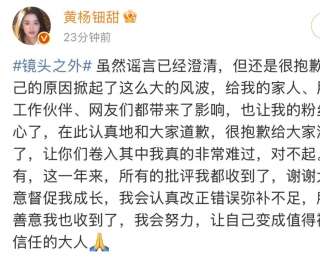 首次回应“耳环风波”，黄杨钿甜致歉