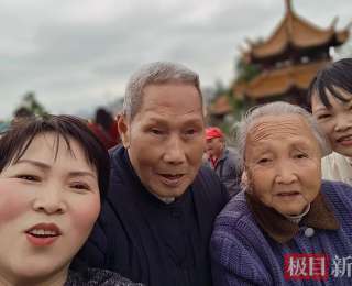 102岁老人拄拐游览黄鹤楼，湖北“长寿镇”百岁老人仍能生活自理